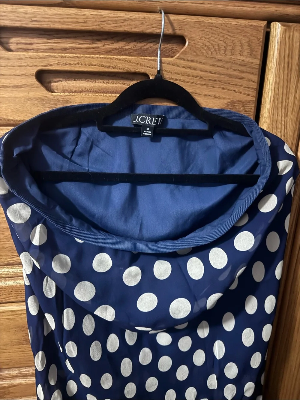 J crew Classic Navy Polka Dot Midi Skirt.size M